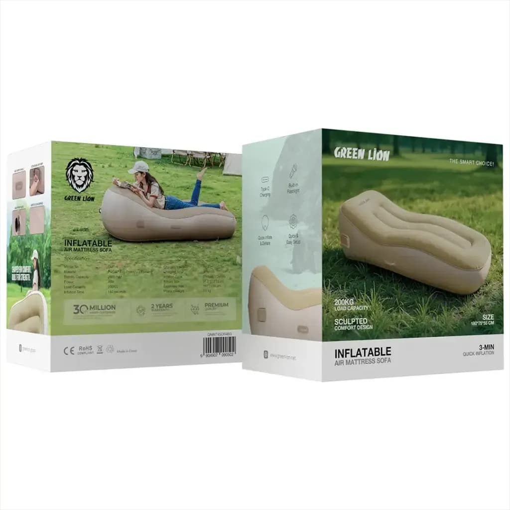 کاناپه و تشک بادی کمپینگ گرین لاین مدل Green Lion Inflatable Air Mattress Sofa — تصویر ۳