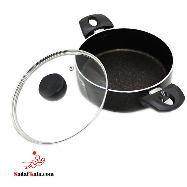 ماهیتابه سایز 20 دو دسته درب دار گرانیت تیارا/20PTG — تصویر ۳
