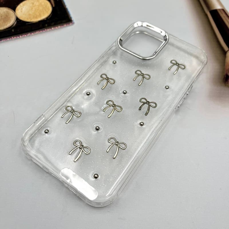 قاب گوشی iPhone 12 / iPhone 12 Pro آیفون Crystal Shine کریستالی شفاف شاین دار محافظ لنز برجسته Silver طرح پاپیون کد 187443 — تصویر ۲