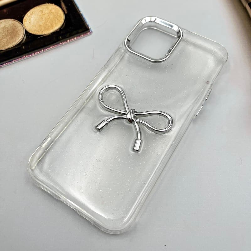 قاب گوشی iPhone 12 / iPhone 12 Pro آیفون Crystal Shine کریستالی شفاف شاین دار محافظ لنز برجسته Silver طرح پاپیون نقره ای کد 542838 — تصویر ۲