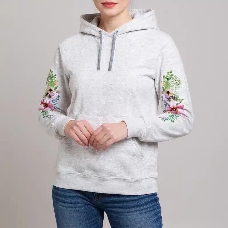 هودی زنانه طرح گل کد R41 — تصویر ۳