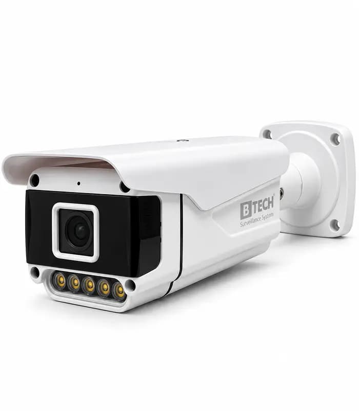 دوربین بولت IP کیفیت 5MP لنز 3.6mm دید در شب رنگی (وارم لایت) + پلاک خوان + میکروفن برند B-TECH مدل BLIP5WL-BT6660-LPR
