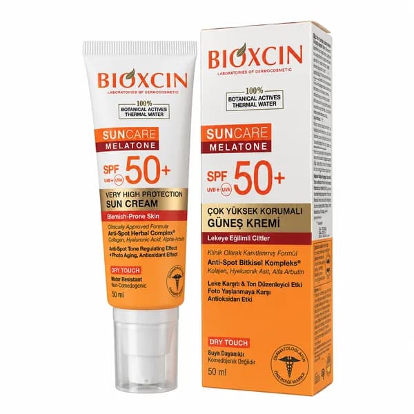 ضد آفتاب بی رنگ ضد لک بیوکسین Suncare Melatone SPF 50 حجم 50 میل