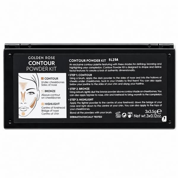 پالت کانتور سه‌کاره گلدن رز Contour Powder Kit وزن 10.5 گرم — تصویر ۳