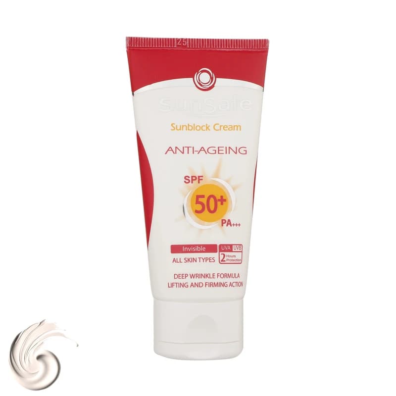 کرم ضدآفتاب و ضدچروک سان‌سیف بی رنگ spf 50+ ، حجم 50 میلی‌لیتر — تصویر ۳