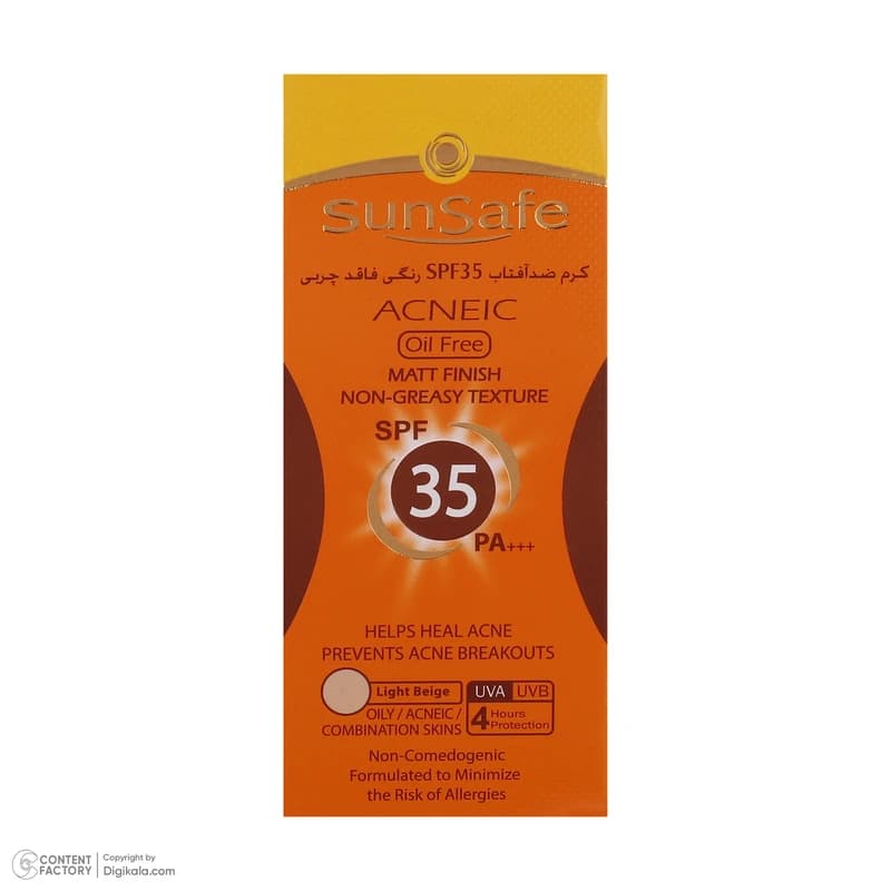 کرم ضدآفتاب و آنتی‌آکنه سان‌سیف رنگ بژ روشن مدل SPF35، مناسب پوست‌های چرب، حجم 50 میلی‌لیتر — تصویر ۸