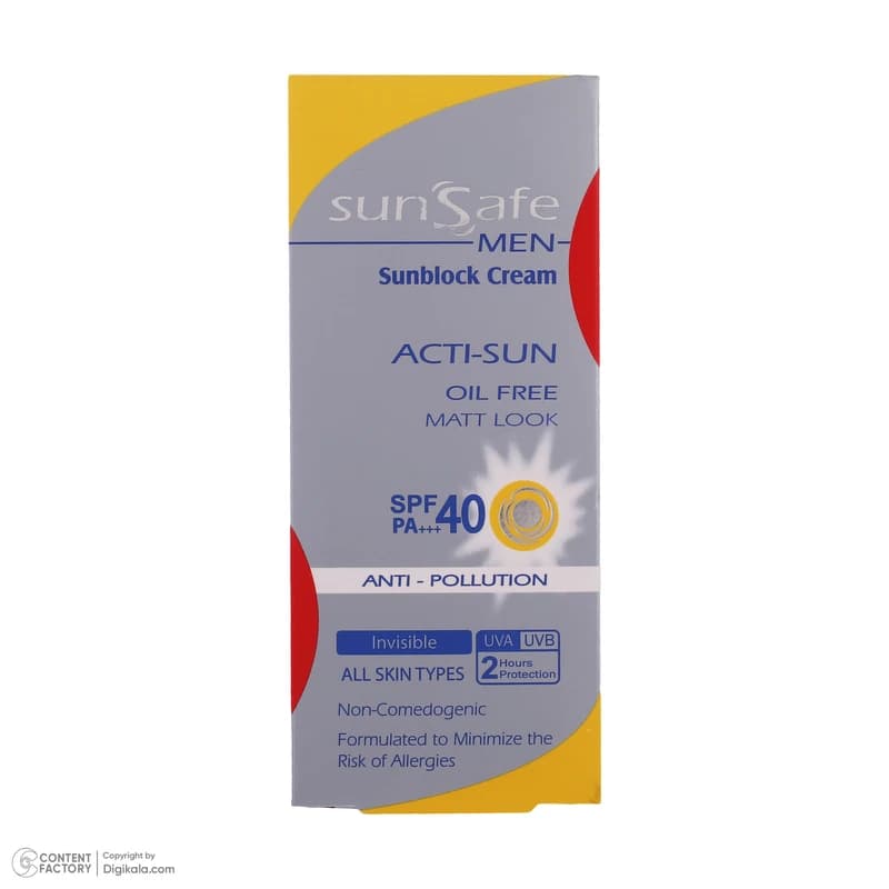 کرم ضدآفتاب بی رنگ آقایان سان‌سیف SPF40 — تصویر ۵