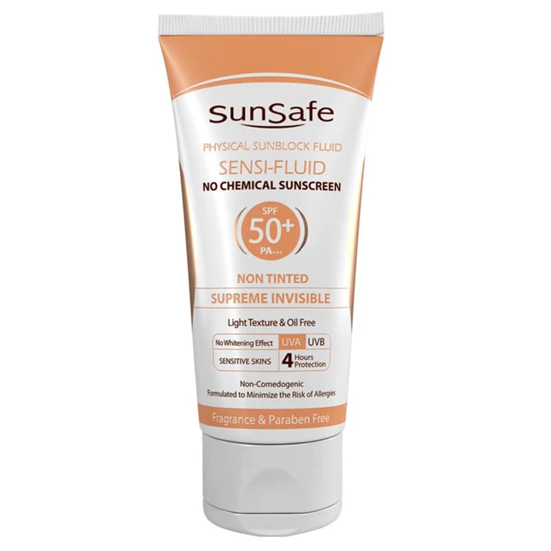 کرم ضدآفتاب سان‌سیف مدل سنسی فلوئید بی رنگ +SPF50، حجم 50 میلی‌لیتر — تصویر ۴