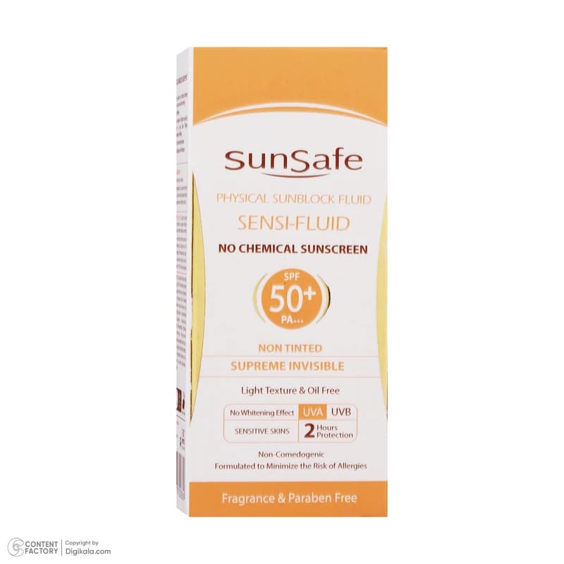 کرم ضدآفتاب سان‌سیف مدل سنسی فلوئید بی رنگ +SPF50، حجم 50 میلی‌لیتر — تصویر ۷