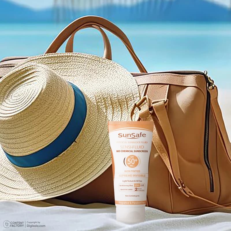 کرم ضدآفتاب سان‌سیف مدل سنسی فلوئید بی رنگ +SPF50، حجم 50 میلی‌لیتر — تصویر ۵