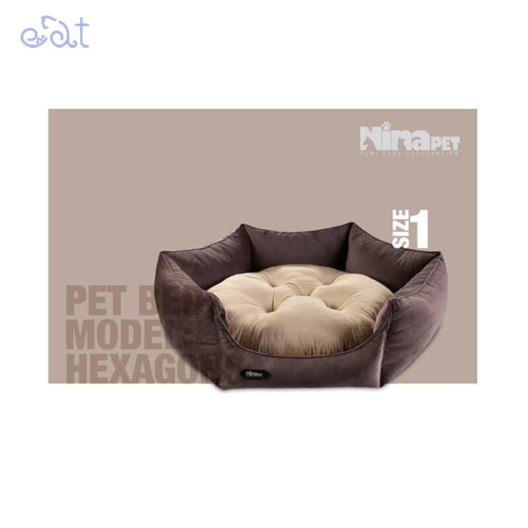 جای خواب سگ و گربه مدل شش ضلعی برند نیناپت NinaPet(رنگ قهوه ای – سایز 1) — تصویر ۲