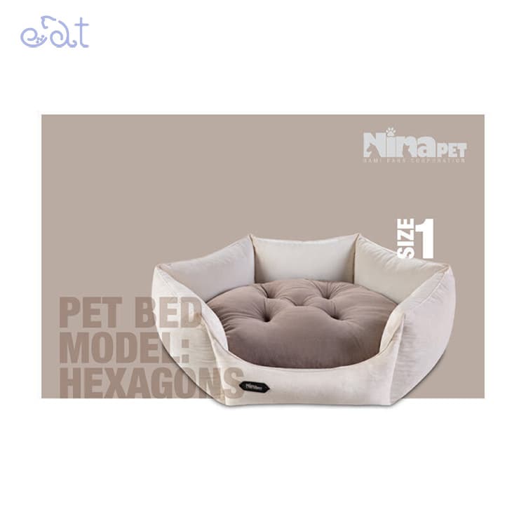 جای خواب سگ و گربه مدل شش ضلعی برند نیناپت NinaPet(رنگ سفید،قهوه ای – سایز 1) — تصویر ۲