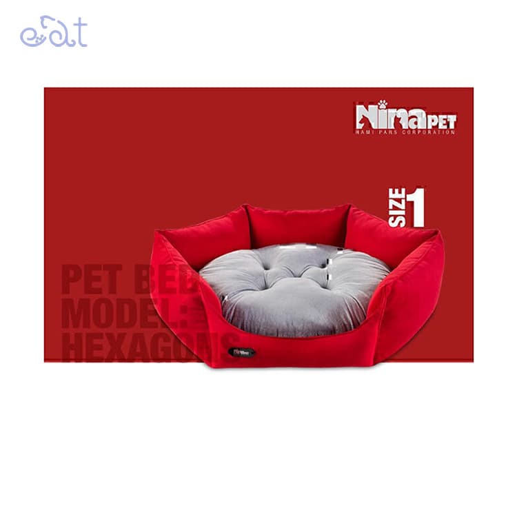 جای خواب سگ و گربه مدل شش ضلعی برند نیناپت NinaPet(رنگ طوسی،قرمز – سایز 1) — تصویر ۴