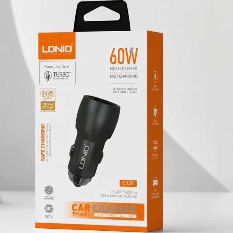 شارژر فندکی خودرو LDNIO مدل C137 — تصویر ۲