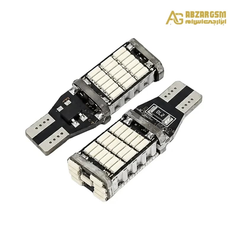 لامپ LED خودرویی 45تایی پایه T15 (W16W) مدل 4014 توان 5W آبی جفت — تصویر ۲