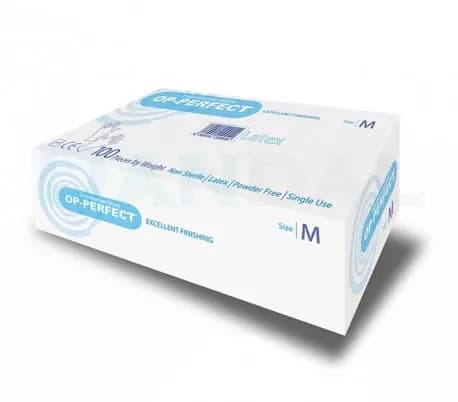 دستکش لاتکس بدون پودر سایز Medium حریر OP-Perfect