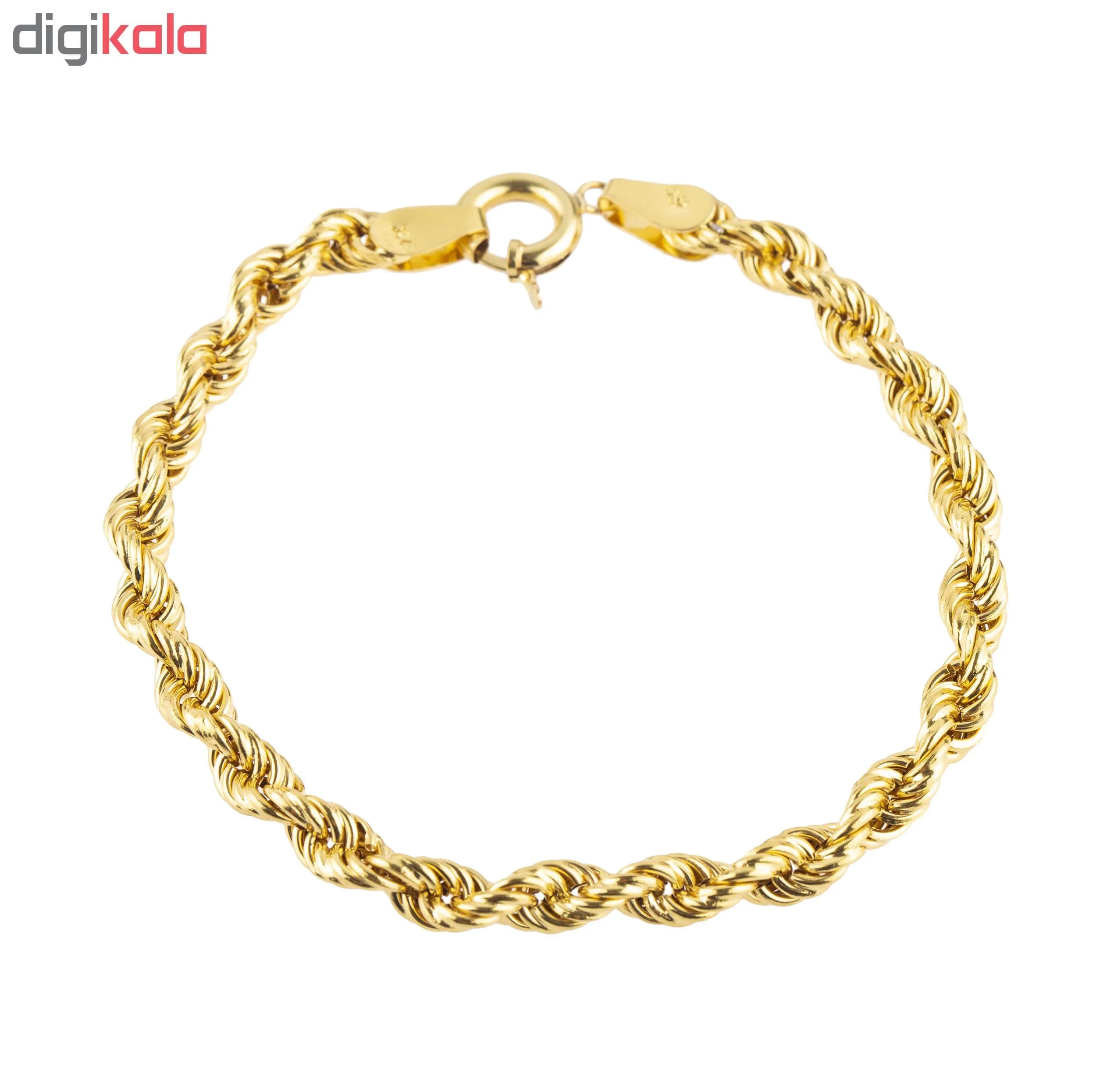 دستبند طلا 18 عیار کد B103 طنابی — تصویر ۳