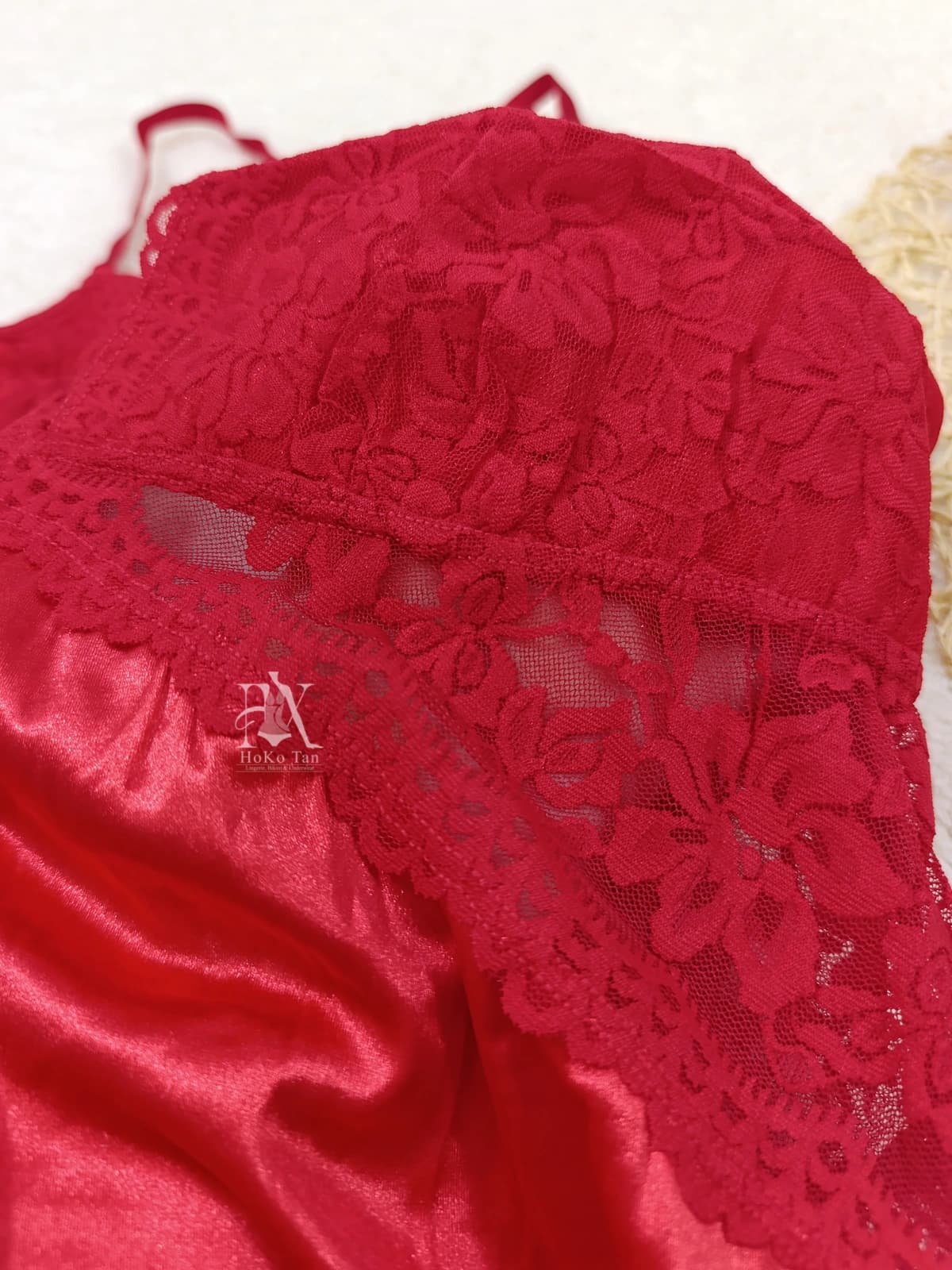 لباس خواب زنانه فانتزی شاین دار قرمز کد 100418 — تصویر ۲