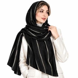 شال زنانه نخی پلیسه طرح راه‌راه مدل E009
