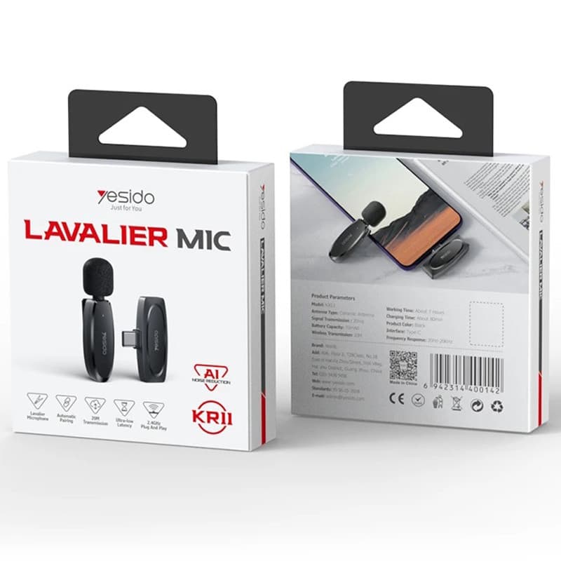 میکروفون یقه ای یسیدو مدل KR11 (تک کاربره , Type-C) — تصویر ۳
