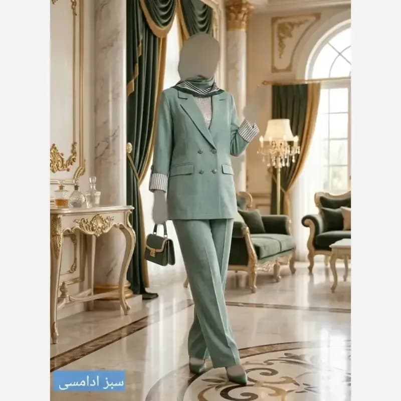 کت و شلوار لینن شانتون ژاکارد مدل چوک چهار سایز مناسب 36 تا 54 — تصویر ۵