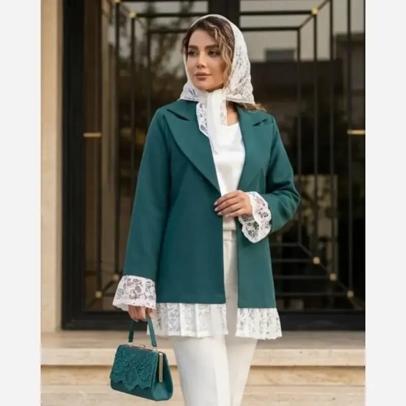 مانتو زنانه کتی مزونی مدل الیماز جنس کرپ مازراتی سایز 38 تا 52 — تصویر ۴