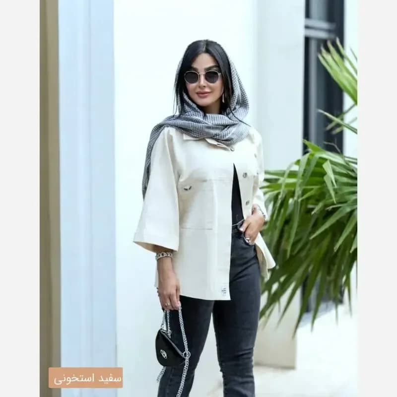 شومیز زنانه لینن مدل لارا سایز 36 تا 50 — تصویر ۲