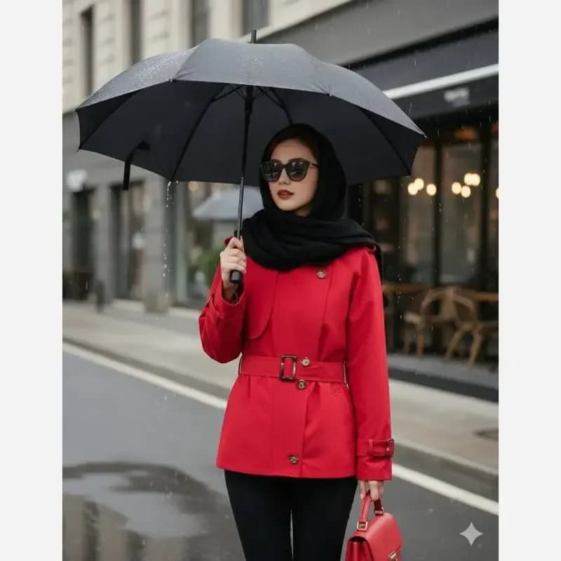 ترنچ کت زنانه کتان زارا آستردار مدل الین — تصویر ۲