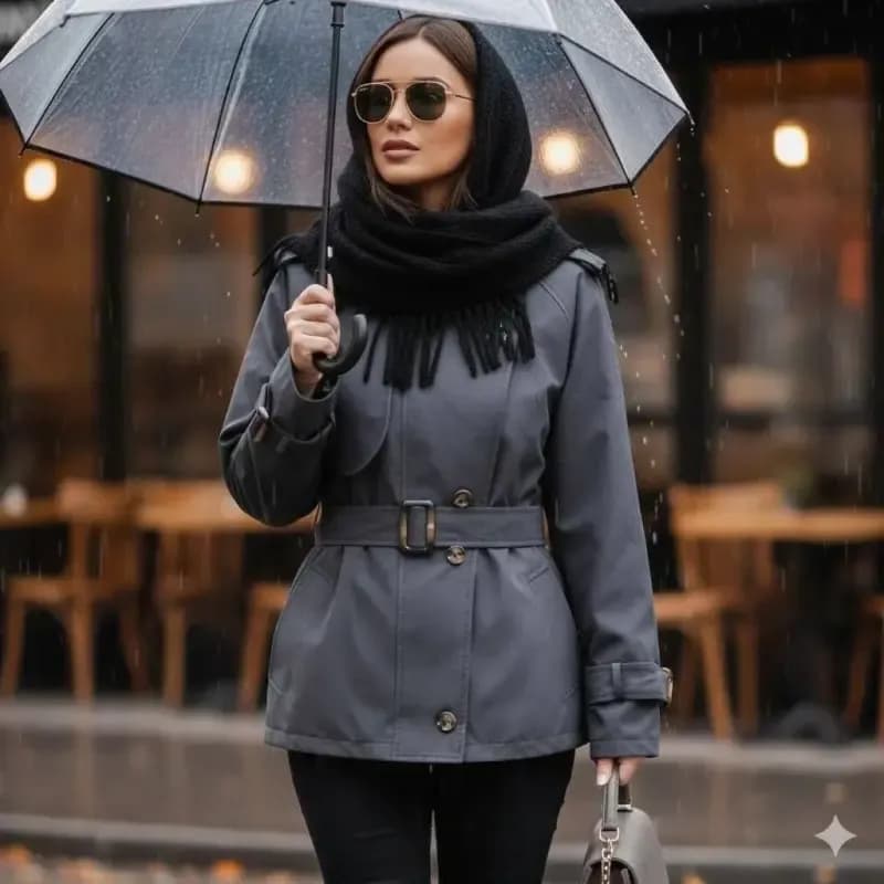 ترنچ کت زنانه کتان زارا آستردار مدل الین — تصویر ۶