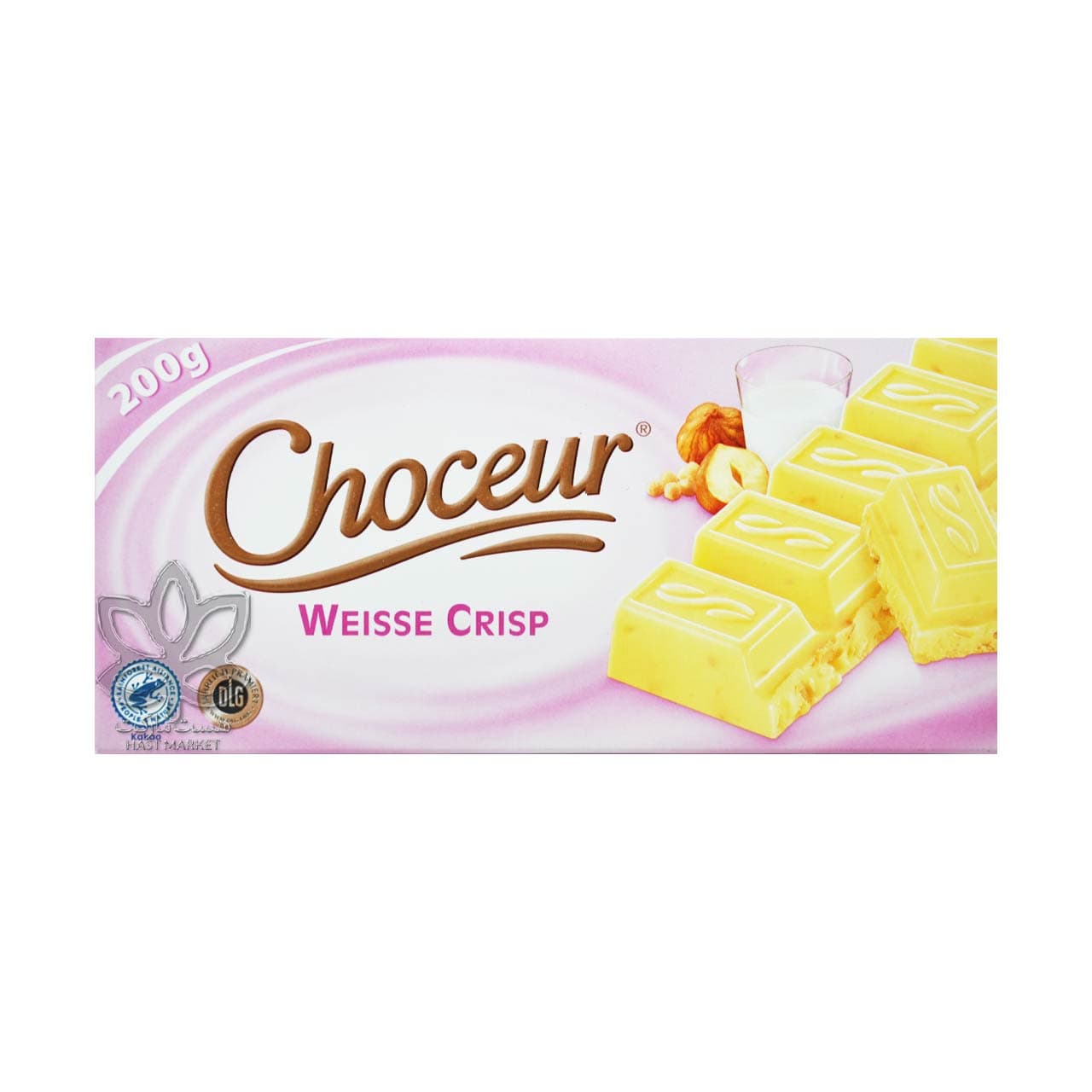 شکلات سفید با تکه های فندق کریسپی ۲۰۰ گرم شوکور – choceur
