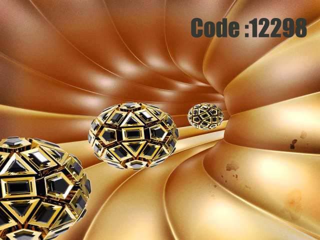 پوستر دیواری طرح گوی‌های طلایی در تونل مسی