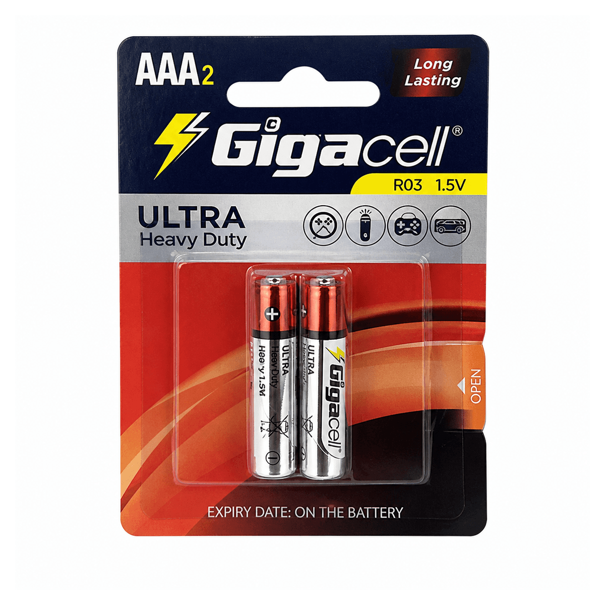 باتری نیمقلمی گیگاسل مدل Ultra Heavy Duty R03 بسته ۲ عددی شیرینگ