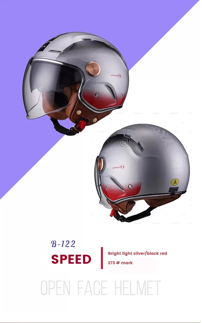 کلاه کاسکت BEON مدل B122-SILVER RED — تصویر ۲