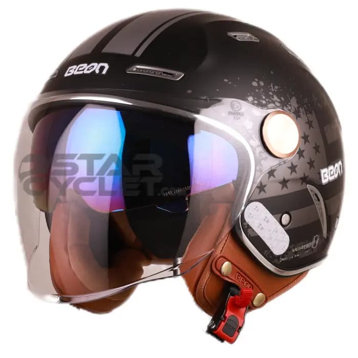 کلاه کاسکت بدون فک بئون مدل 122 MATT BLACK SILVER