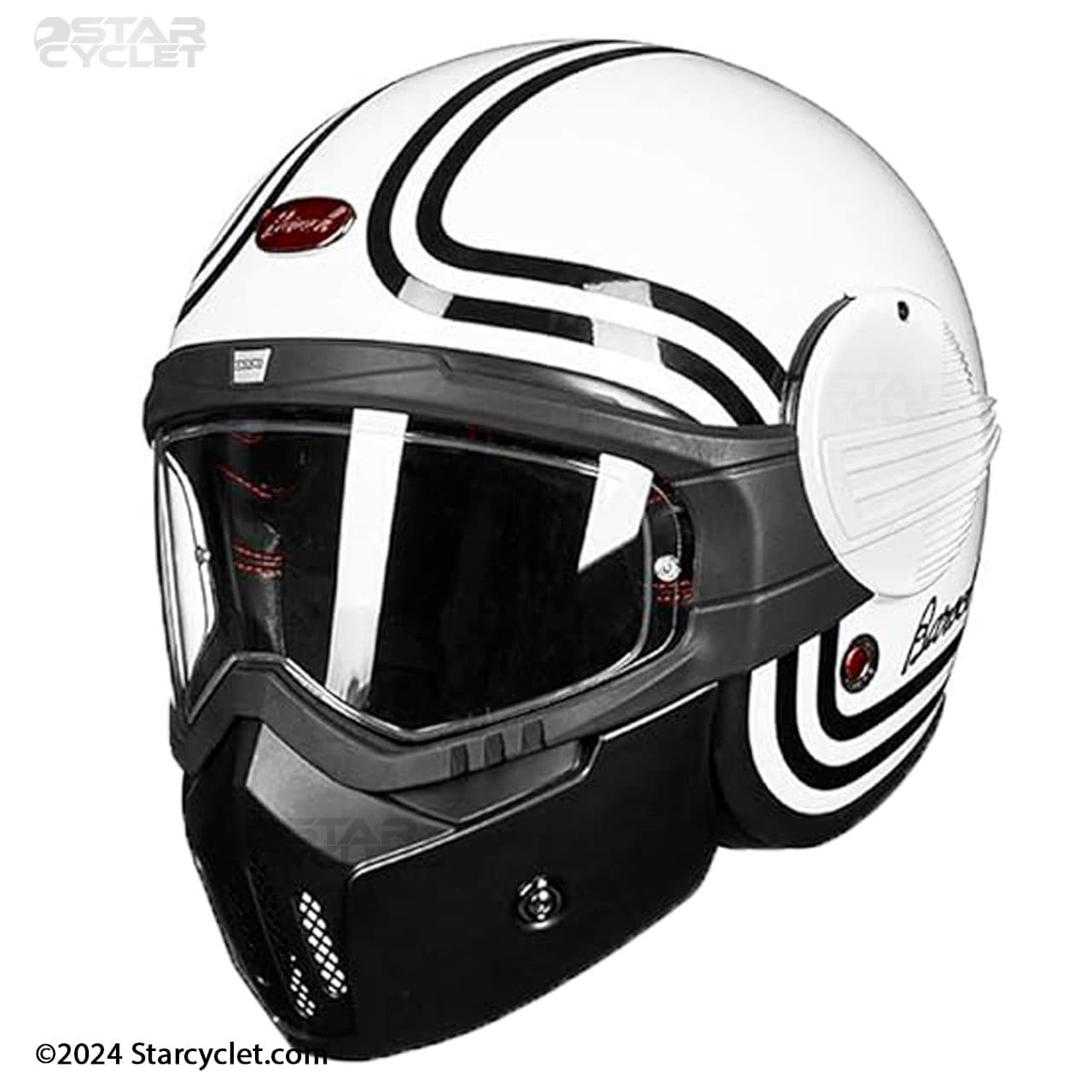 کلاه کاسکت فک متحرک بئون مدل 705-WHITE-BLK