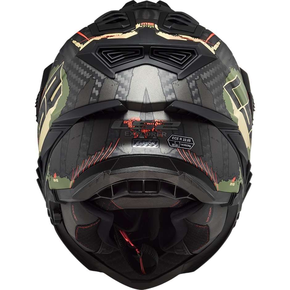 کلاه کاسکت ادونچری ال اس 2 مدل EXPLORER-CARBON-CREAM-GREEN-RED — تصویر ۴