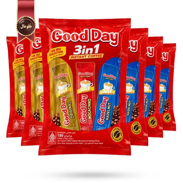 6 بسته کافی میکس گوددی good day مدل مجموعه میکسهای جذاب Fun Mix Collection پک 9 ساشه ای (اورجینال)