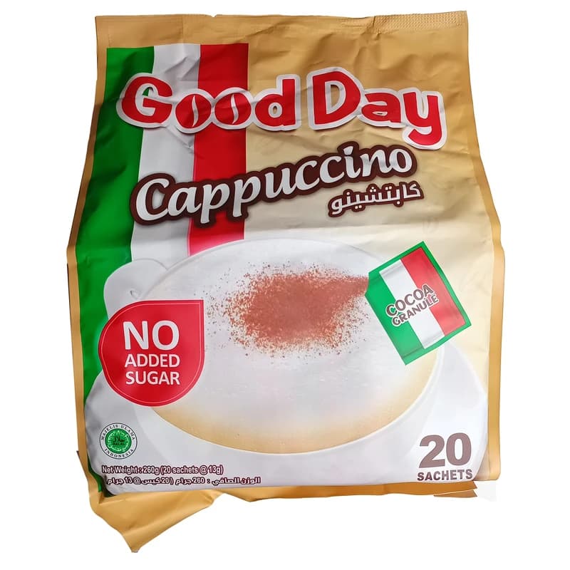 کاپوچینو رژیمی گوددی Good Day بدون شکر بسته 20 عددی — تصویر ۲