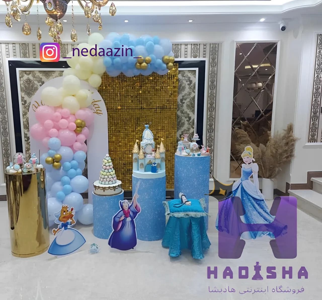 بادکنک آرایی تم تولد سیندرلا — تصویر ۲