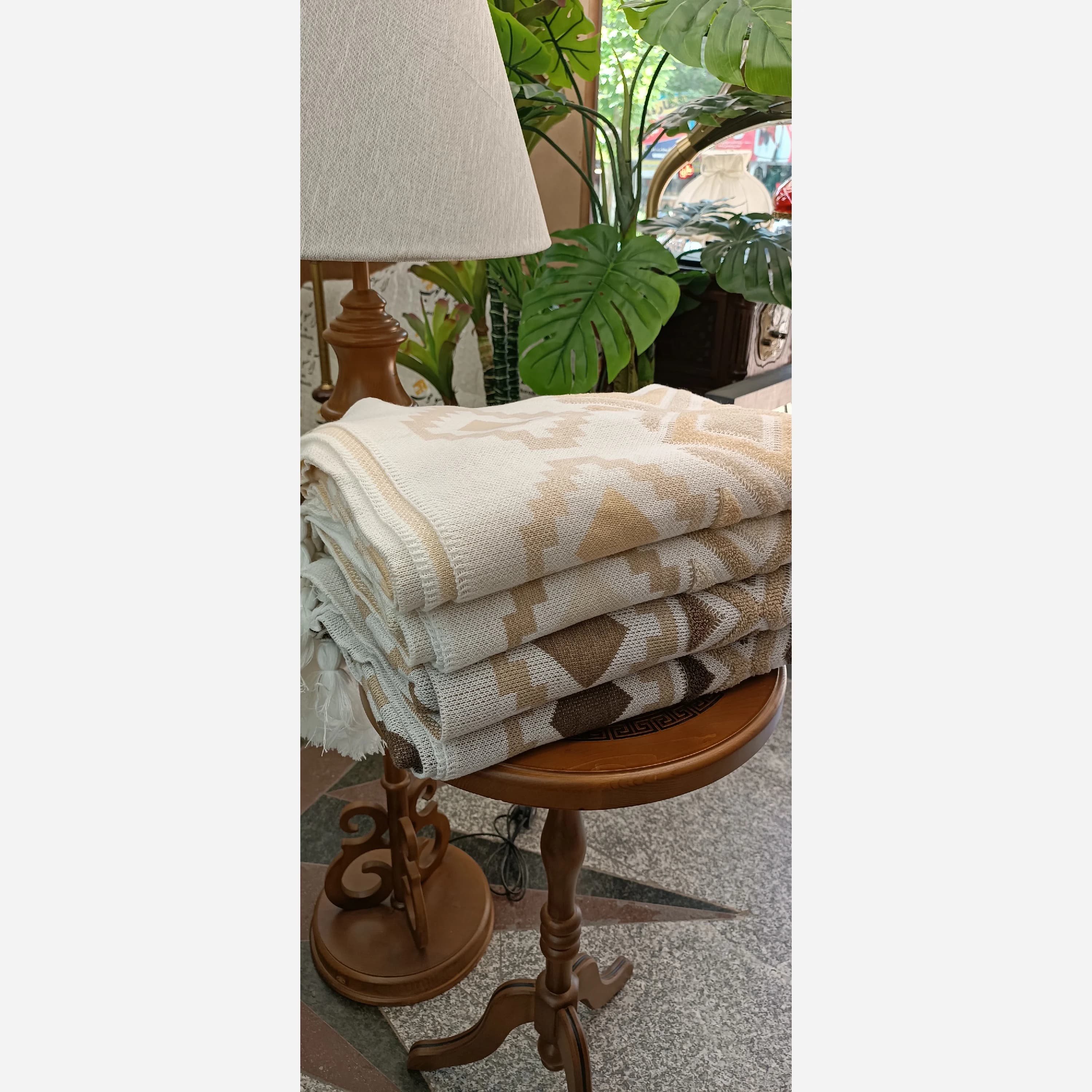 شال مبل و شال تخت بافت طرح پانچ ابعاد 140×170 سانتی‌متر با الیاف اکریلیک ترک (۶ رنگ مدرن) — تصویر ۷