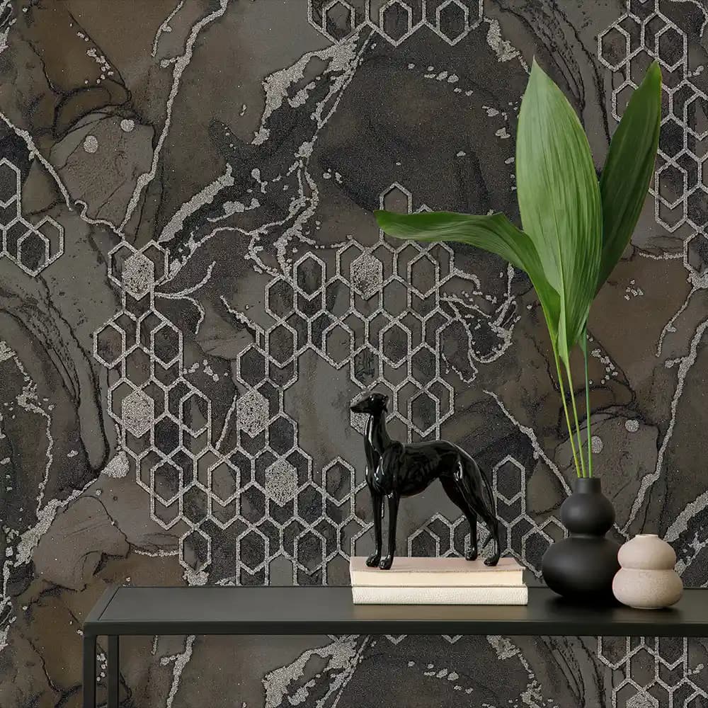 کاغذ دیواری تیتانیوم طرح هندسی قهوه‌ای کد ۱۱۱۰۶- ارسال از تهران