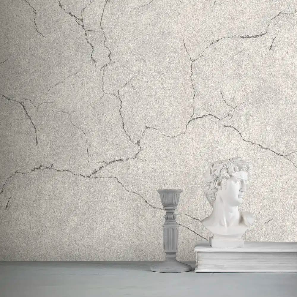 کاغذ دیواری تیتانیوم طرح رگهدار / پتینه نقرهای کد ۱۱۰۹۱- ارسال از تهران
