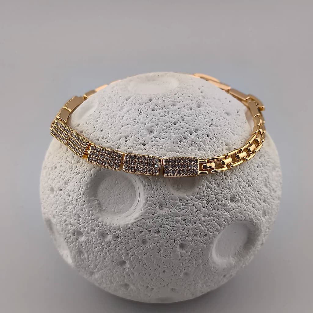 دستبند ژوپینگ نگین مربعی زنجیری