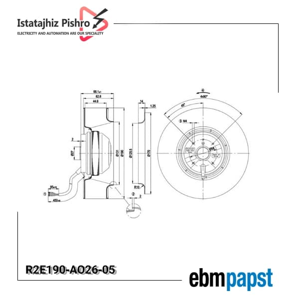 فن صنعتی EBM Papst مدل R2E190‑AO26‑05 — تصویر ۳