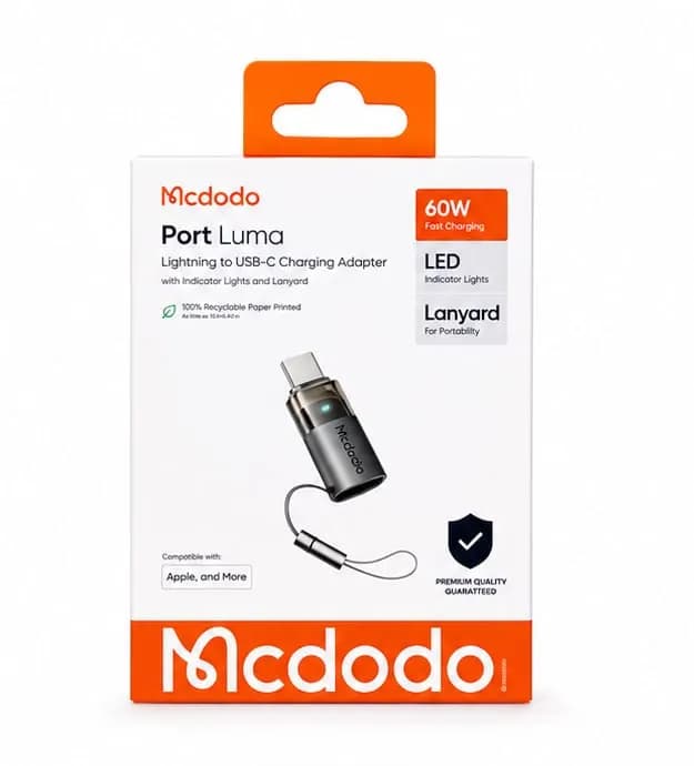 مبدل لایتنینگ به USB-C مک دودو MCDODO Port Luma با توان 60 وات