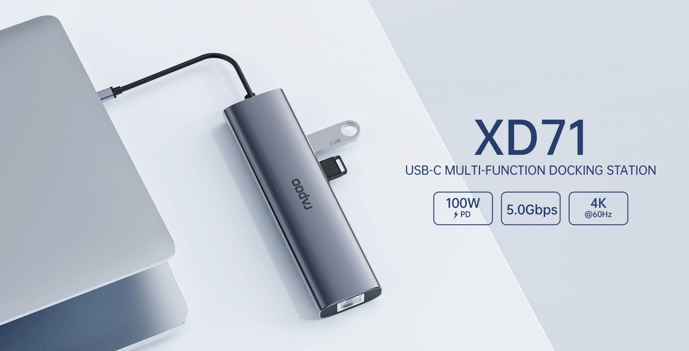 مولتی پورت رپو مدل Rapoo XD71 USB-C Multi-function Docking Station — تصویر ۶