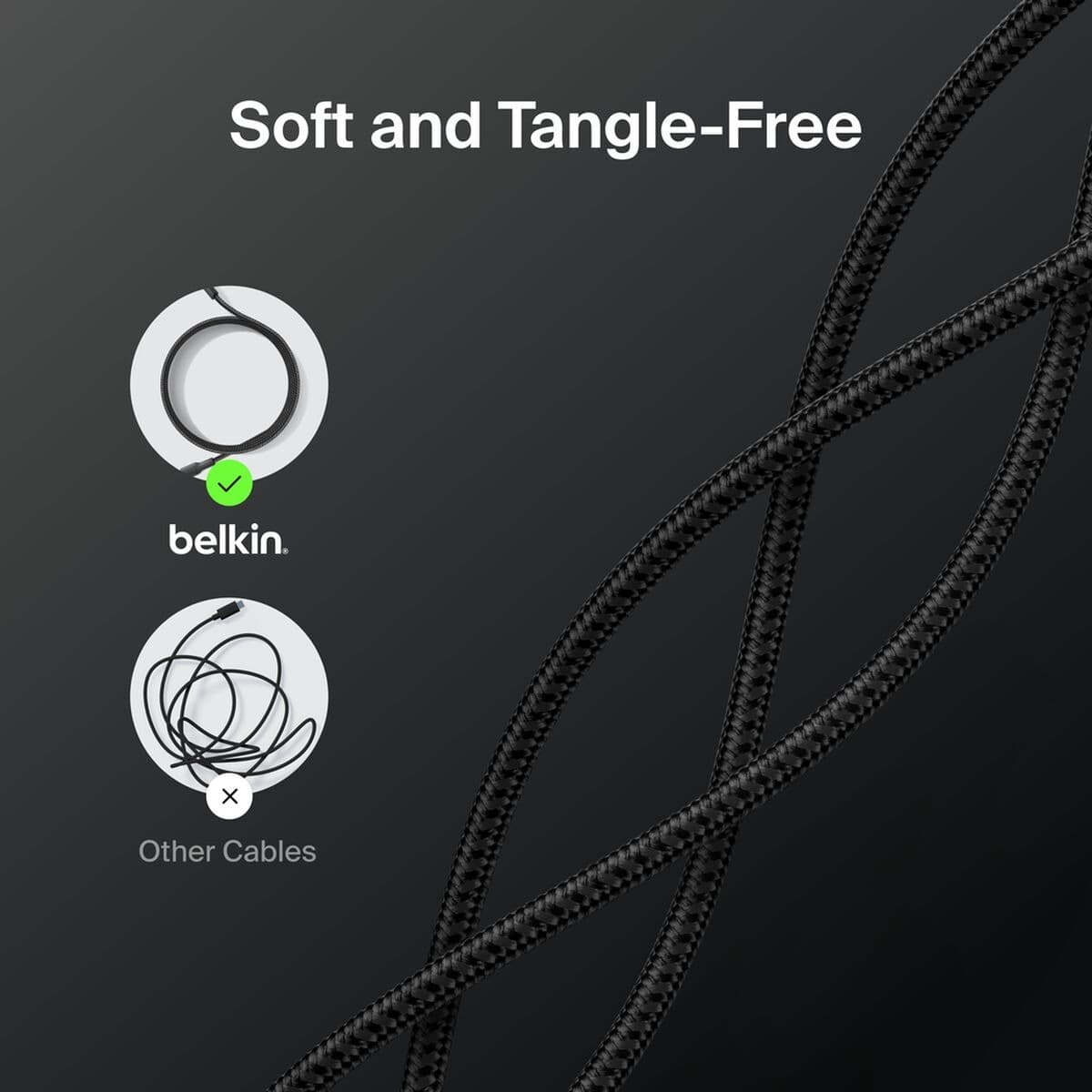 کابل 1 متری بلکین مدل Braided USB-C to USB-C Cable 60W CAB024fq1M — تصویر ۵