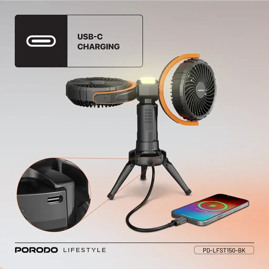 پنکه شارژی پورودو مدل Porodo Dual-Head Oscillating Fan LFST150 — تصویر ۶