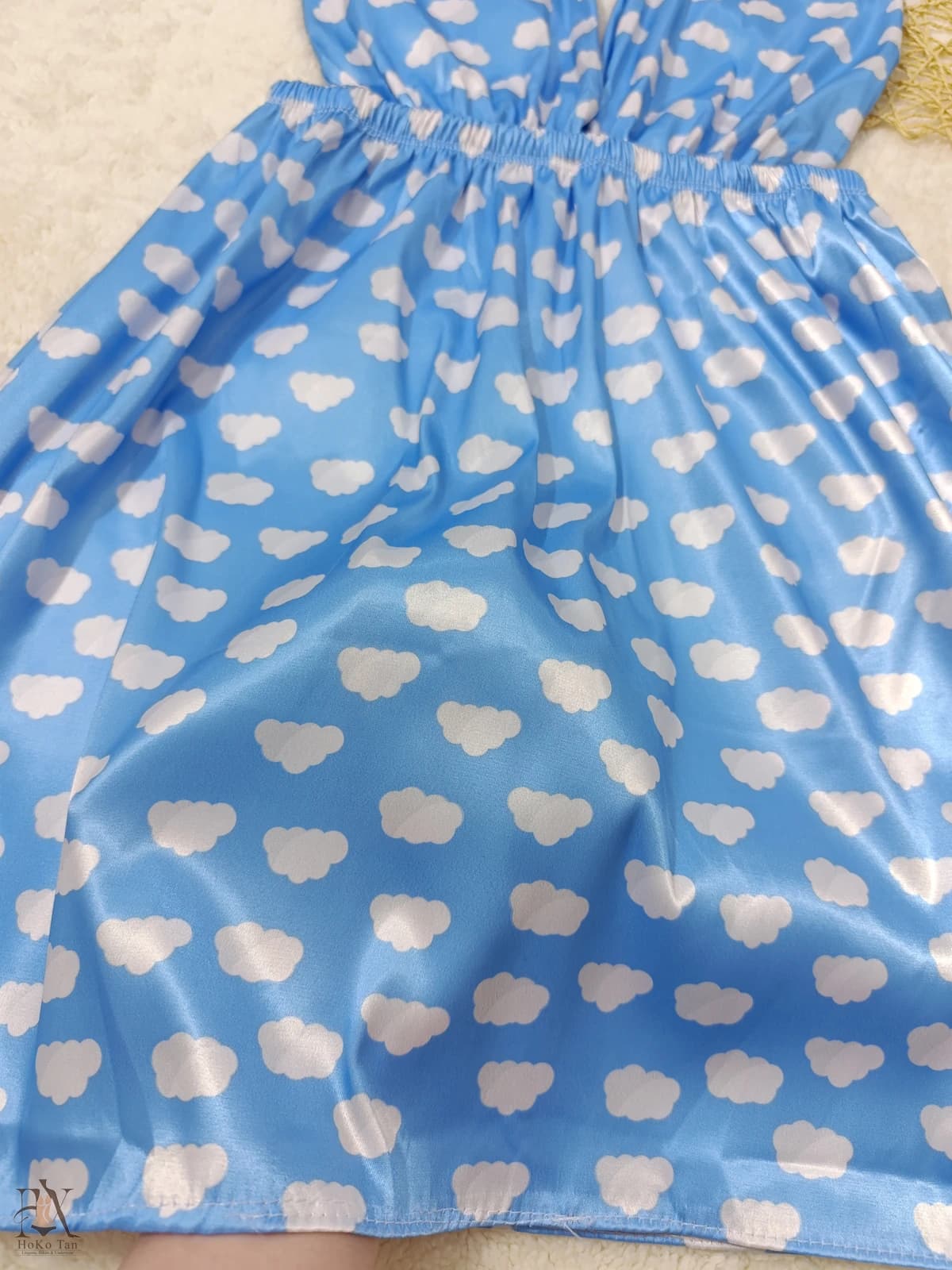 لباس خواب ساتن کوتاه طرح ابرک کد 65 — تصویر ۴
