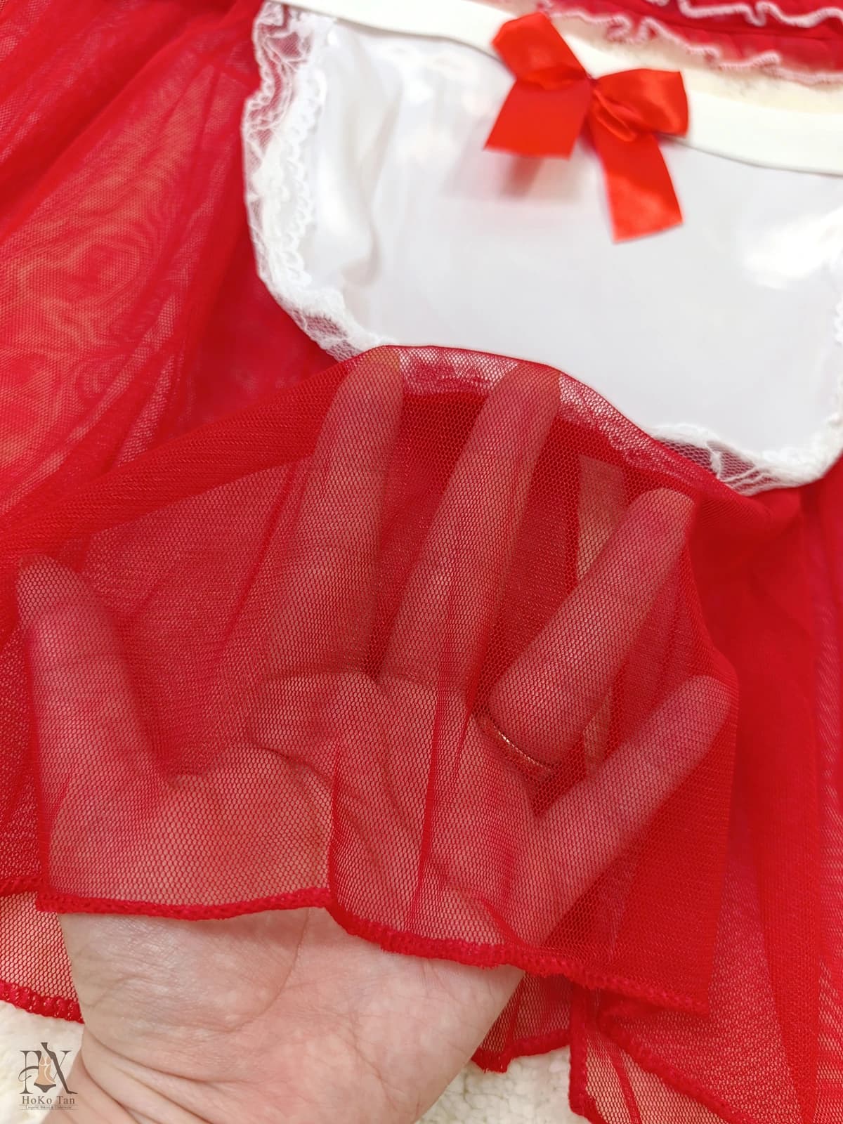 کاستوم خدمتکاری جوراب دار سه تیکه قرمز کد 60 — تصویر ۷
